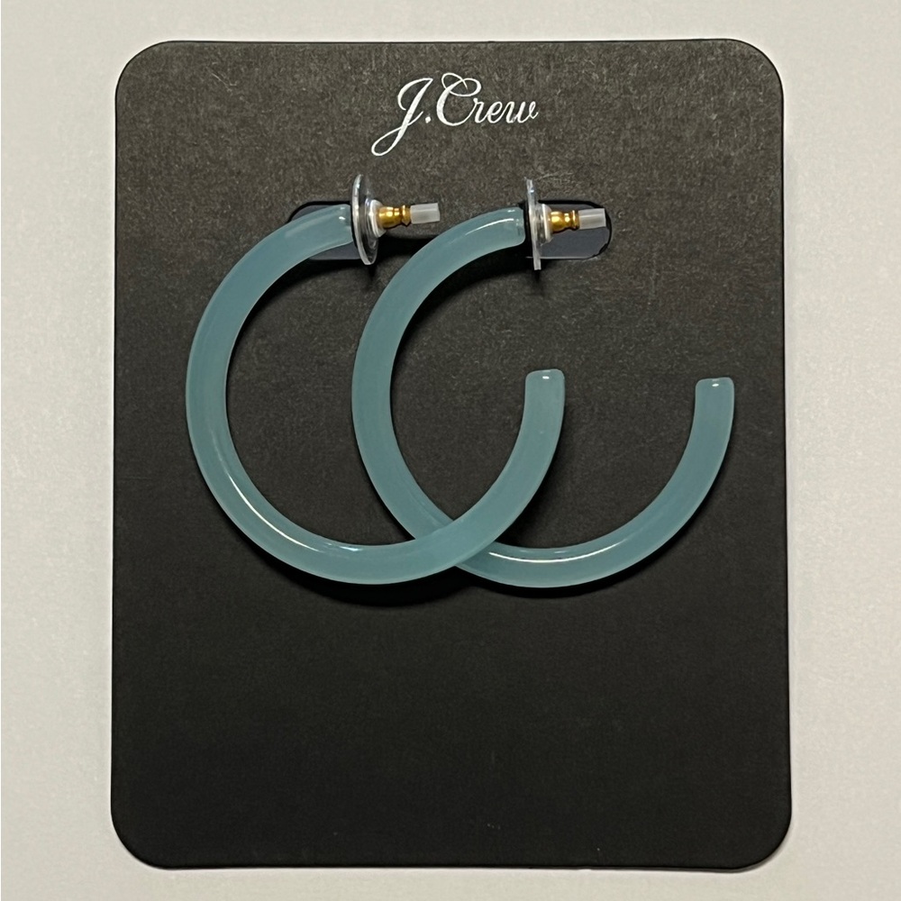 J.Crew Lucite Tube Hoop Earrings Sheer Mint NWT